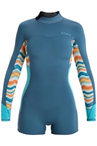 Roxy - Swell Series 2/2 Springsuit Longarm Shorty Backzip Dames Wetsuit